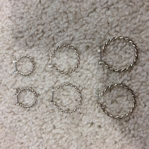 🎉FINAL PRICE 🎉 Silver-tone 3-pair earring set